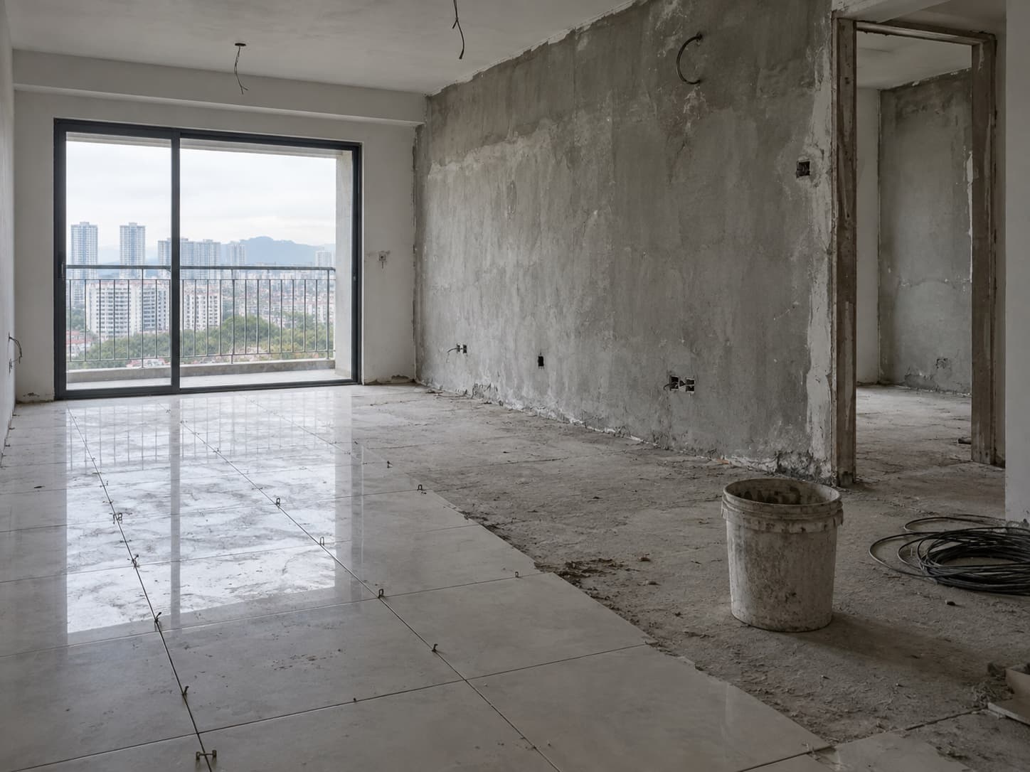 Half-finished renovation site after the contractor stopped work, Malaysia